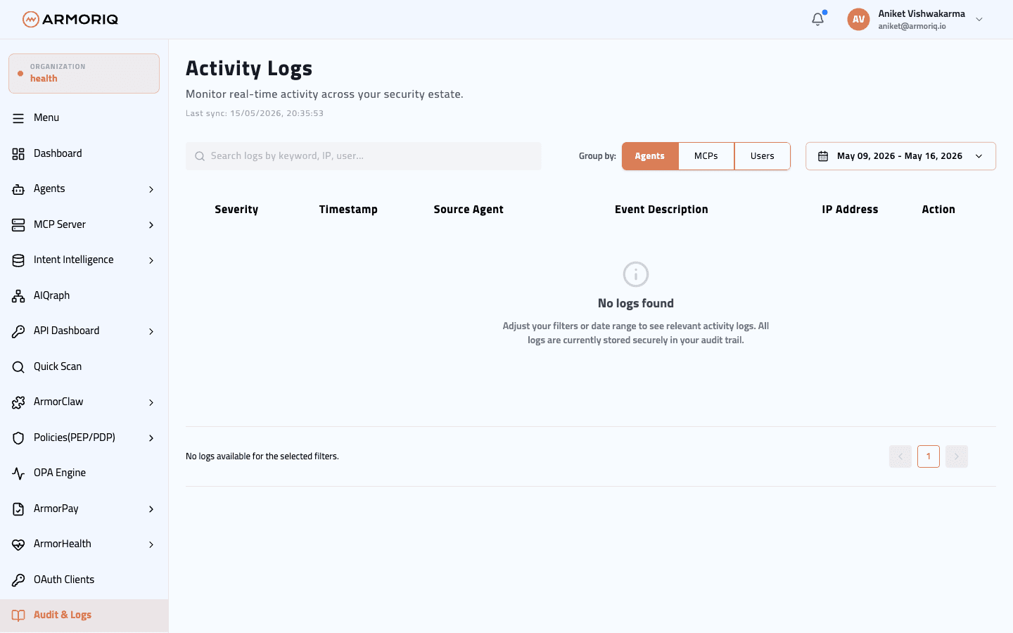 Audit Logs page