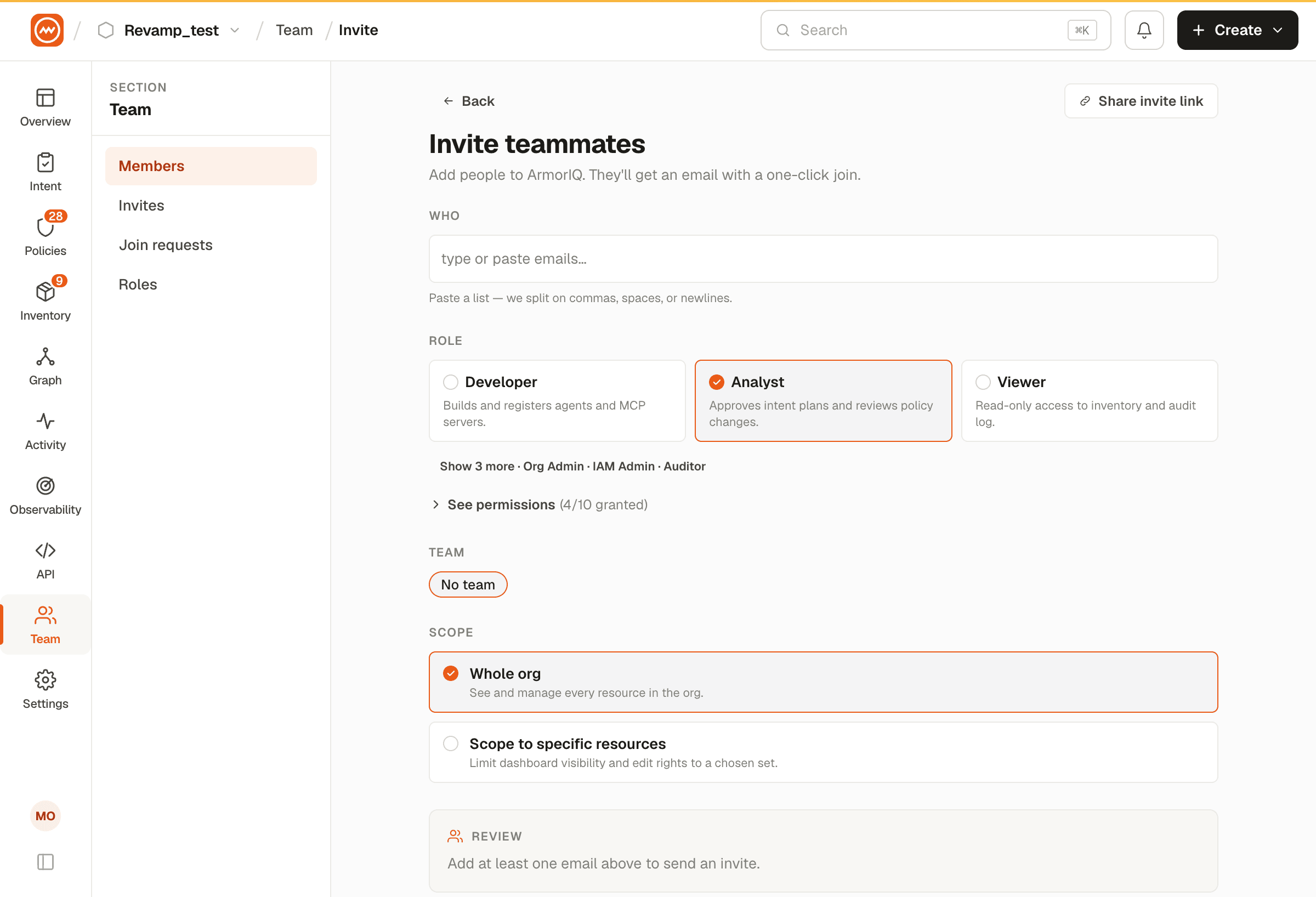Invite member form