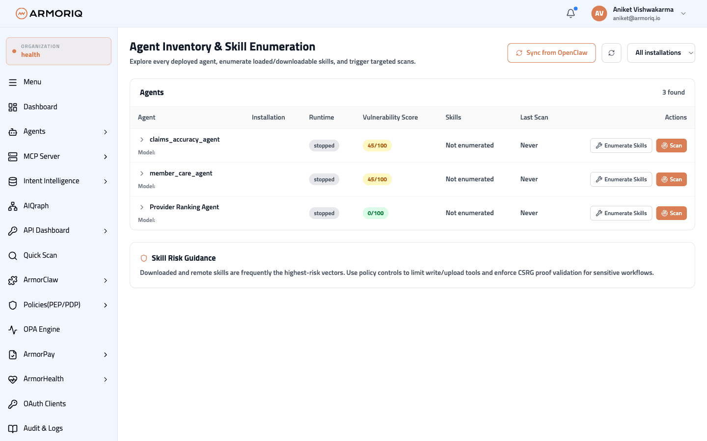 Agents & Skills page