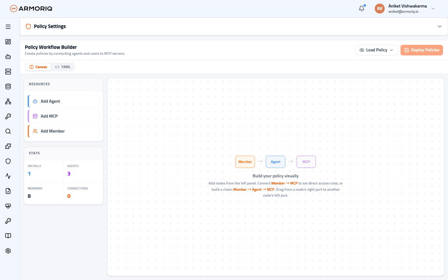 Visual Policy Builder canvas